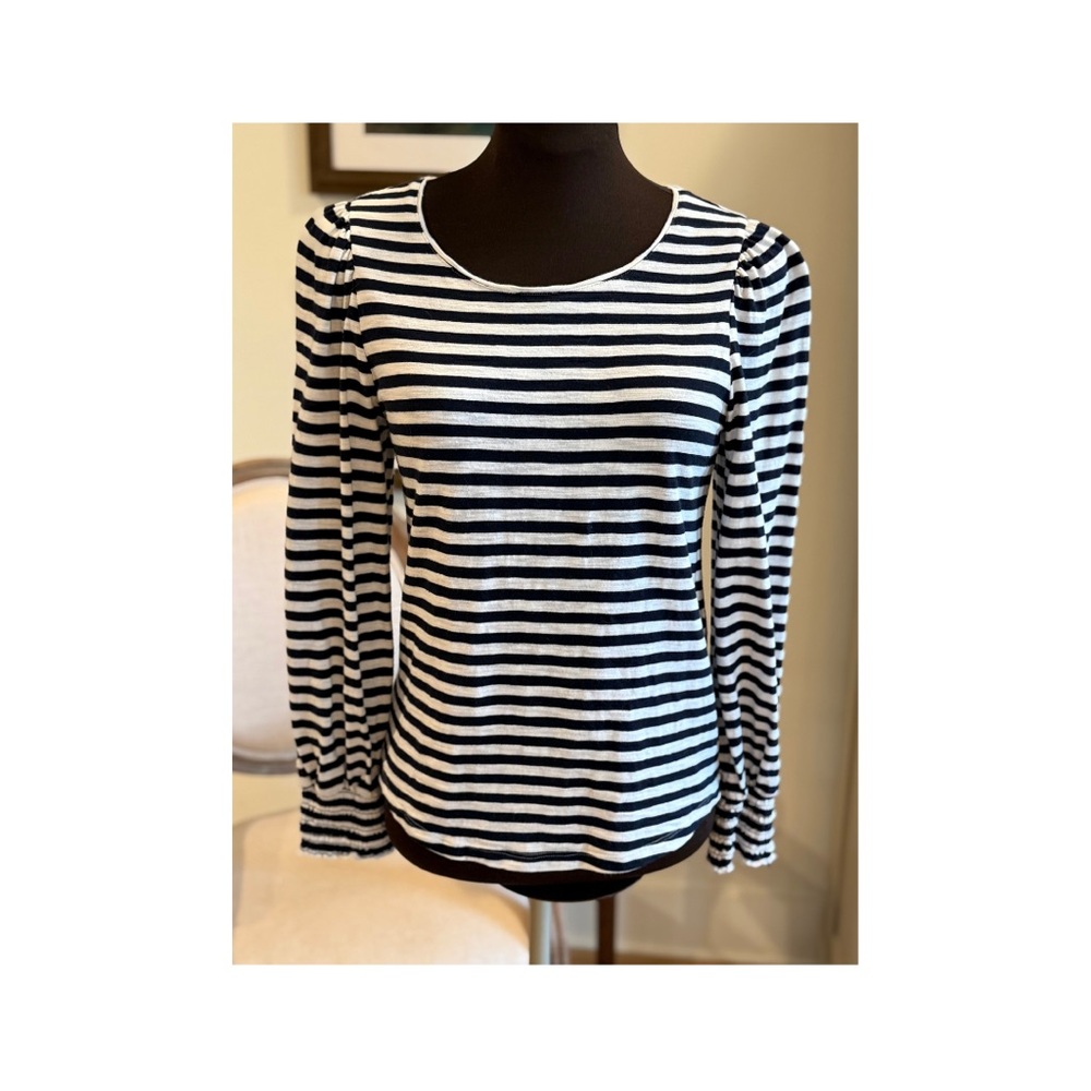 Chico’s Navy Blue and White Striped Women's Top